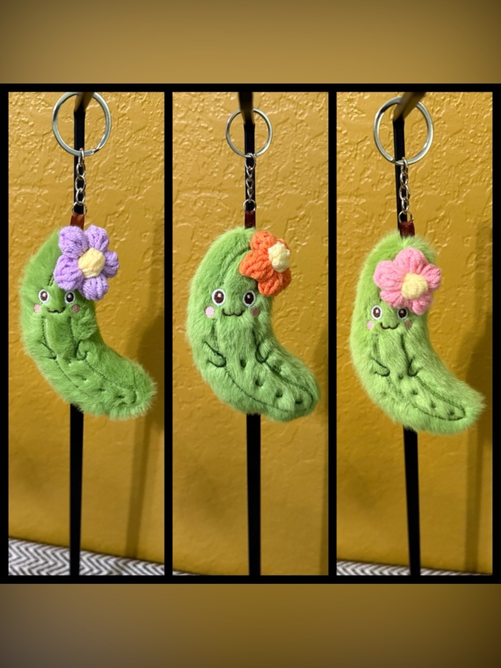 Plush Pickle Bag Charm - Cute & Fuzzy - Choice of Color